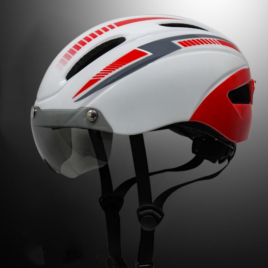 Cycling Helmet With Goggles And LED Taillight For Safe Riding